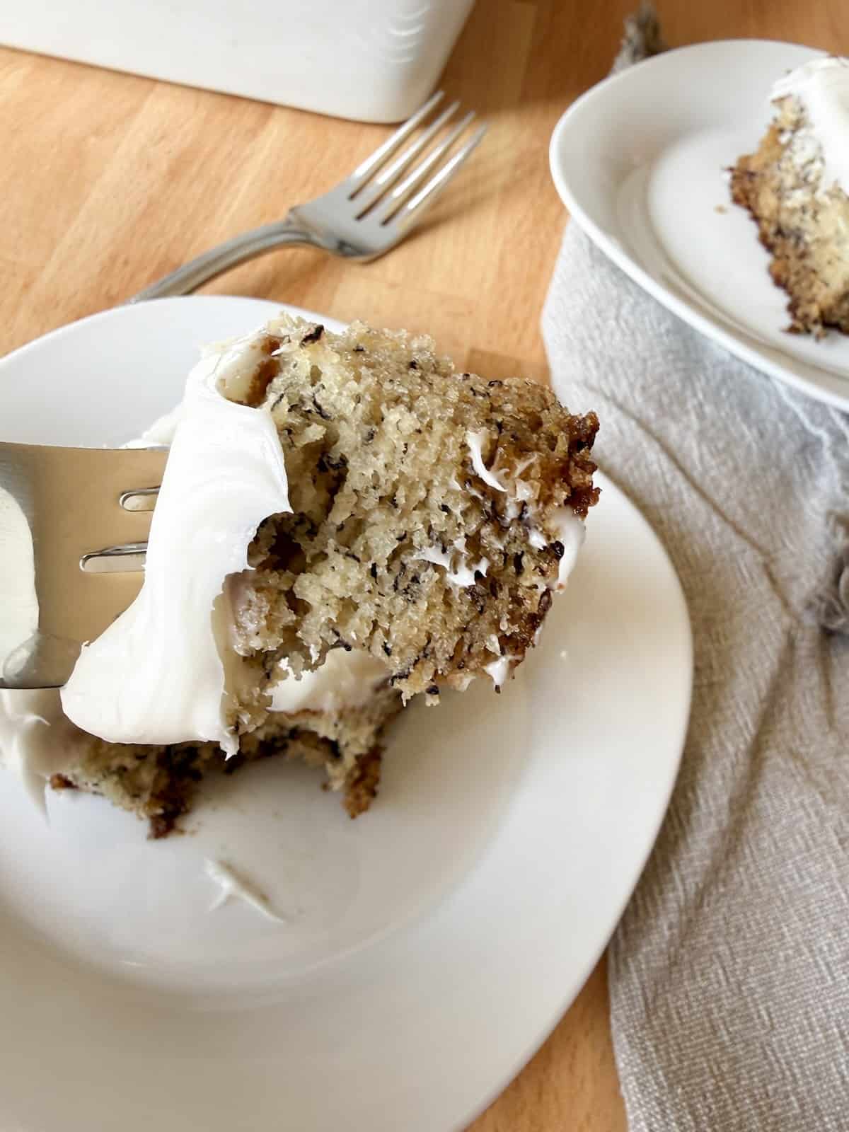 Soft and moist texture inside homemade banana bars.