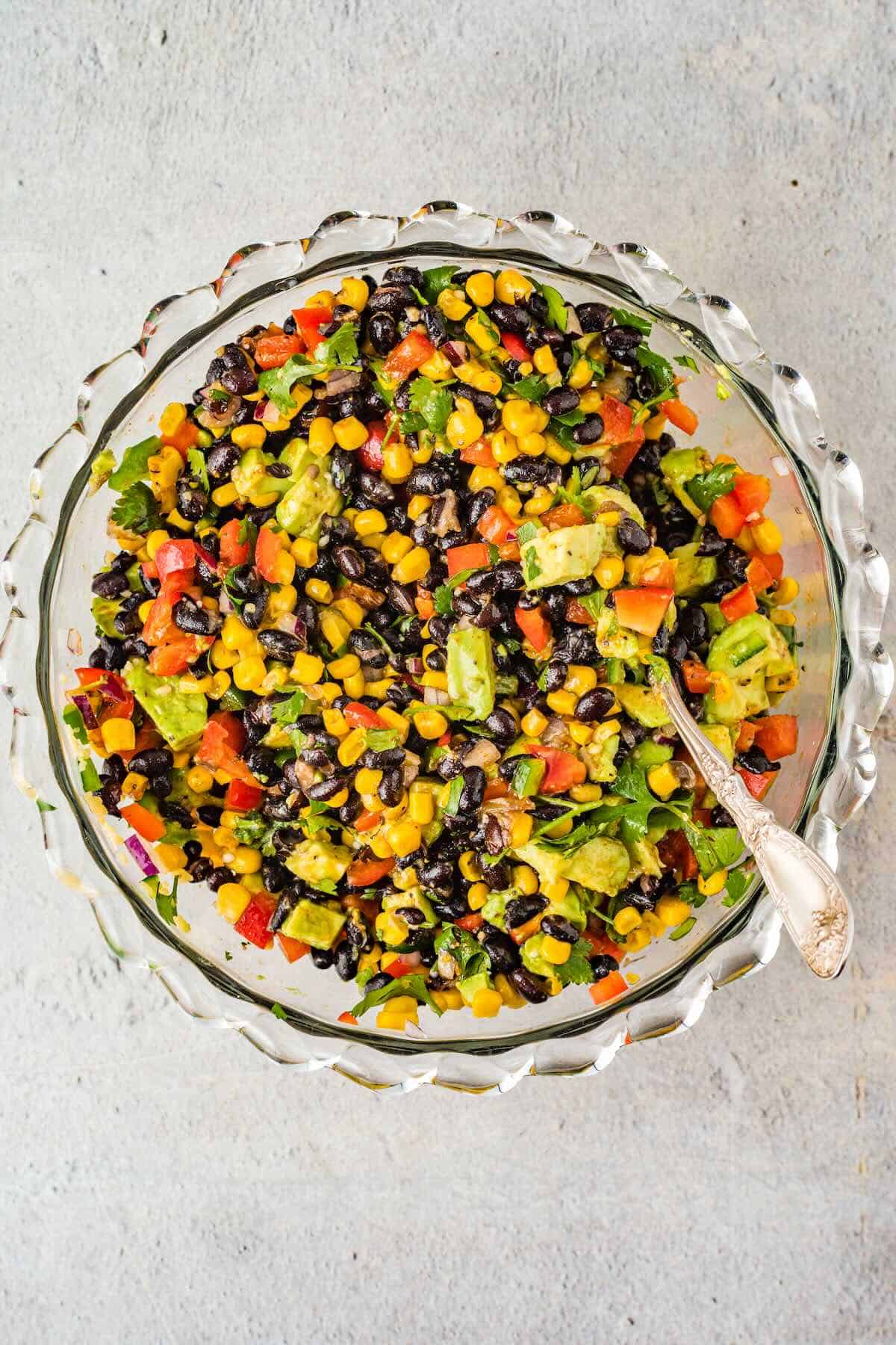 Cowboy caviar dressing in a homemade lime dressing.