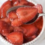 Close up of homemade strawberry sauce texture.