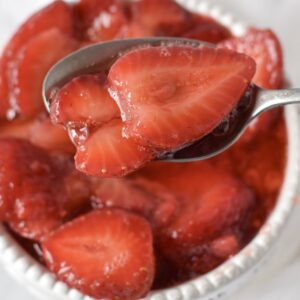 Close up of homemade strawberry sauce texture.
