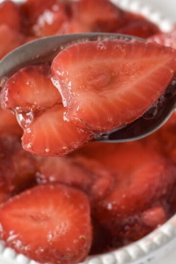 Close up of homemade strawberry sauce texture.