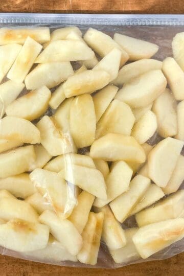 A bag of apples for the freezer.
